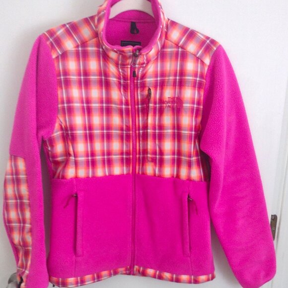 North Face Polartec Pink Plaid Fleece Jacket - Picture 1 of 4